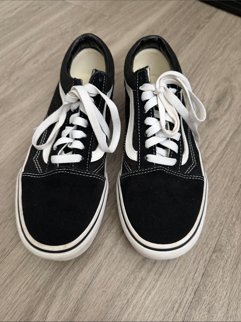 Black and White Low-Top platform Vans